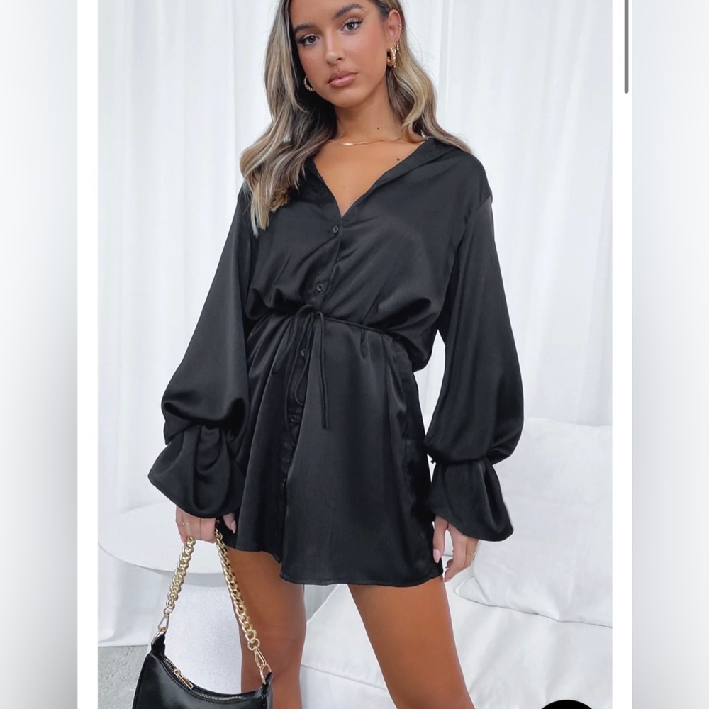 Black Satin Mini Dress